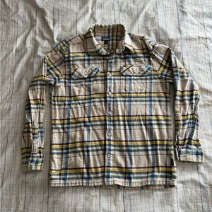 Patagonia Organic Cotton Plaid Shirt - Cream, Blue, Yellow